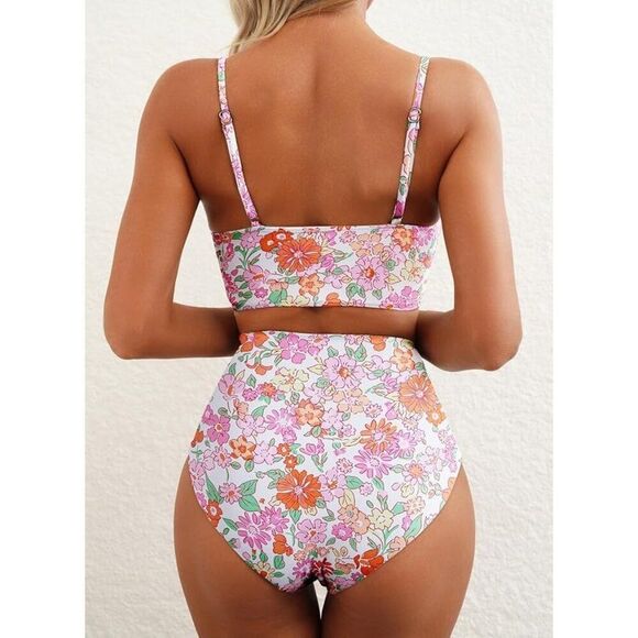 Herseas High-Waisted Bikini Set - Floral Reversible Bottom, Size 2XL, NWOT - Picture 2 of 12